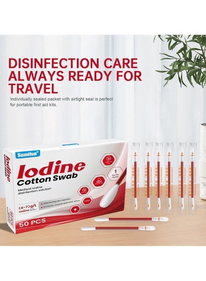 Sumifun Disposable Iodine Cotton Swabs, Suitable for Home, Travel, and Emergency Disinfection, 50 Count - Image 5